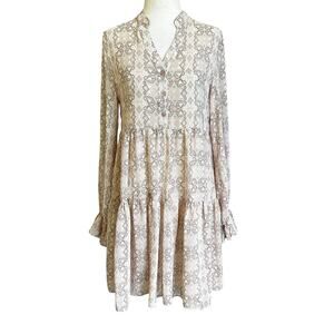 Elan Blush Pink Printed Lined Mini Babydoll Dress Women's Size Small | 71-43